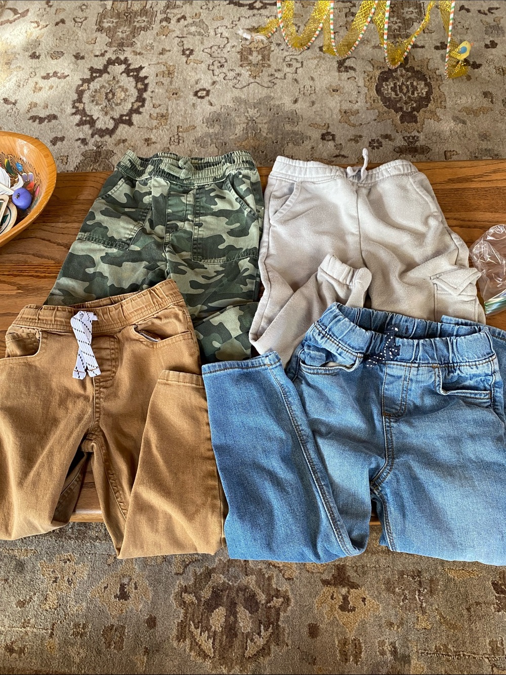 Kids Mix-Material Bottoms Pack - Camo, Tan, Light Blue, Cream